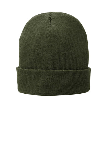 Port & Company CP90L Fleece Lined Knit Beanie Olive Drab Green Front