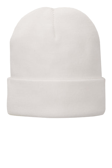 Port & Company CP90L Fleece Lined Knit Beanie White Front