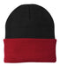 Port & Company CP90 Knit Beanie Black/Athletic Red Front