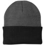 Port & Company Mens Knit Beanie - Athletic Oxford Grey/Black