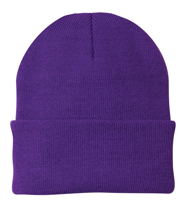 Port & Company CP90 Knit Beanie Athletic Purple Front