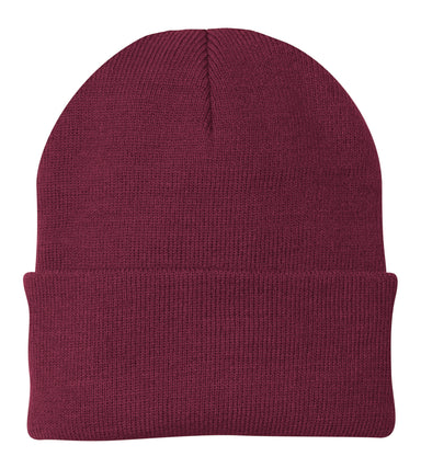 Port & Company CP90 Knit Beanie Maroon Front