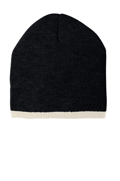 Port & Company CP91 Beanie Black/Natural Front