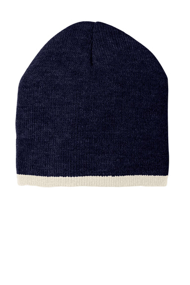 Port & Company CP91 Beanie Navy Blue/Natural Front