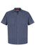 Red Kap CS20/CS20LONG Mens Industrial Moisture Wicking Short Sleeve Button Down Shirt w/ Double Pockets Grey/Blue Flat Front