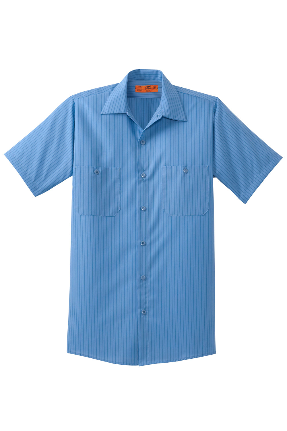 Red Kap CS20/CS20LONG Mens Industrial Moisture Wicking Short Sleeve Button Down Shirt w/ Double Pockets Petrol Blue/Navy Blue Flat Front