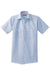 Red Kap CS20/CS20LONG Mens Industrial Moisture Wicking Short Sleeve Button Down Shirt w/ Double Pockets White/Blue Flat Front