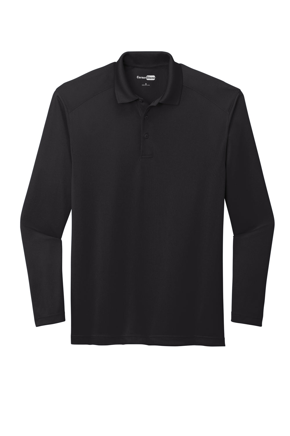 CornerStone CS418LS Select Long Sleeve Polo Shirt Black Flat Front