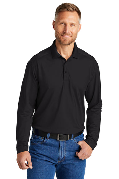 CornerStone CS418LS Select Long Sleeve Polo Shirt Black Front