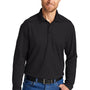 CornerStone Mens Select Moisture Wicking Long Sleeve Polo Shirt - Black