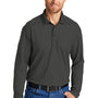CornerStone Mens Select Moisture Wicking Long Sleeve Polo Shirt - Charcoal Grey