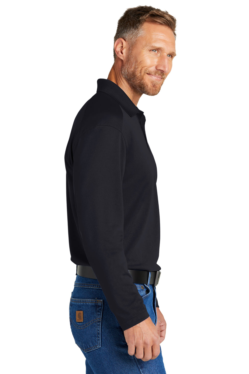 CornerStone CS418LS Select Long Sleeve Polo Shirt Dark Navy Blue Side