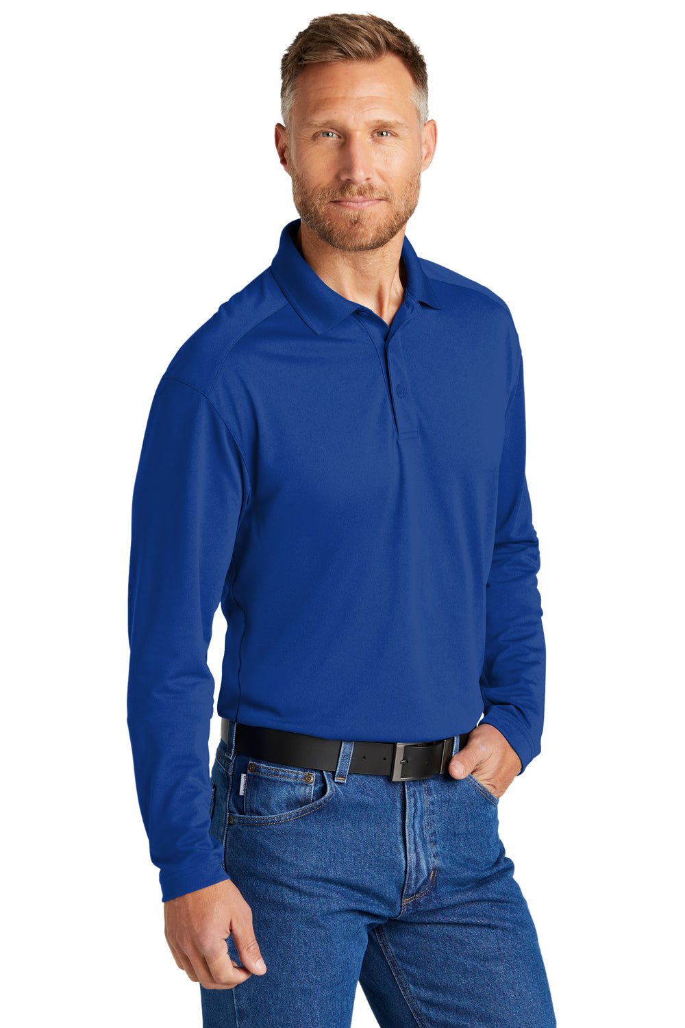 CornerStone CS418LS Select Long Sleeve Polo Shirt Royal Blue 3Q