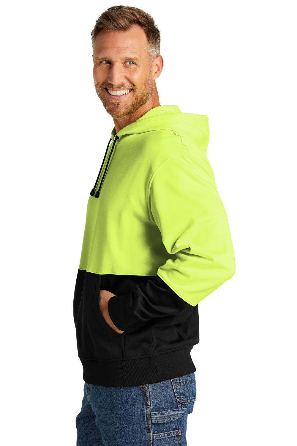 CornerStone CSF01 Enhanced Visibility Fleece Hooded Sweatshirt Hoodie Safety Yellow Side