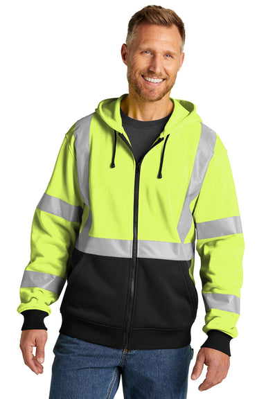 CornerStone CSF300 Enhanced Visibility Fleece Full Zip Hooded Sweatshirt Hoodie Safety Yellow Front