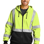 CornerStone Mens Enhanced Visibility Fleece Full Zip Hooded Sweatshirt Hoodie - Safety Yellow