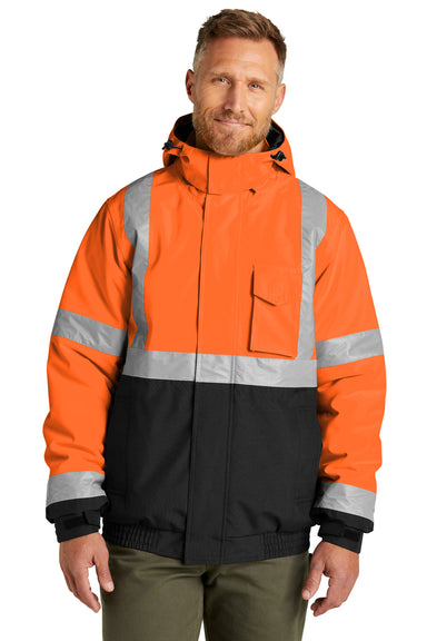 CornerStone CSJ500 Enhanced Visibility Insulated Full Zip Hooded Jacket Safety Orange Front