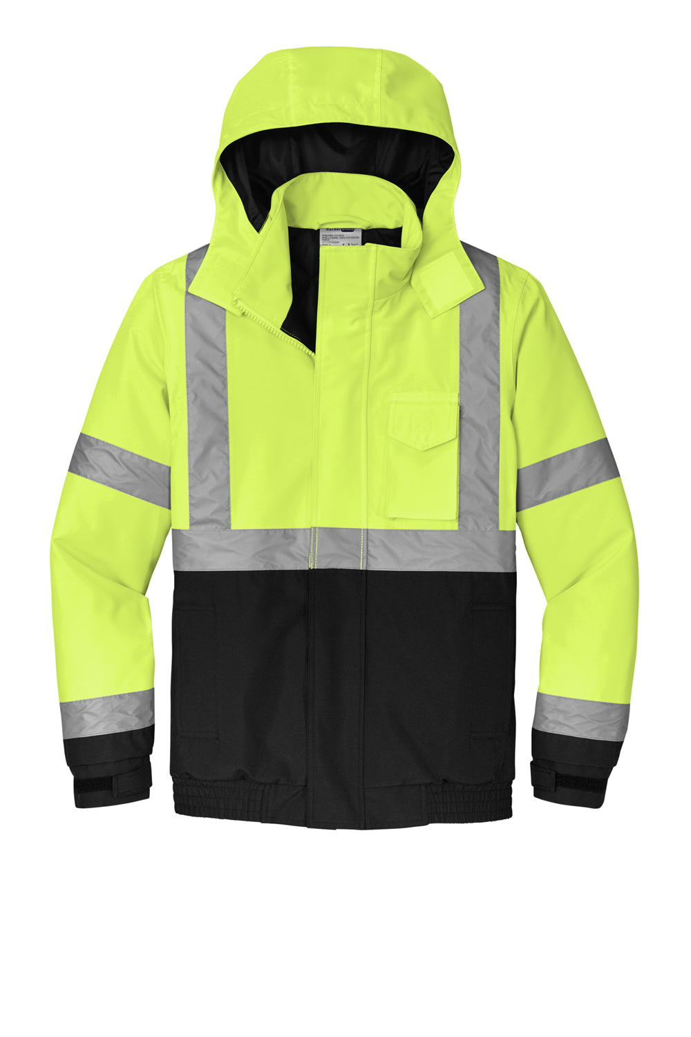CornerStone CSJ500 Enhanced Visibility Insulated Full Zip Hooded Jacket Safety Yellow Flat Front