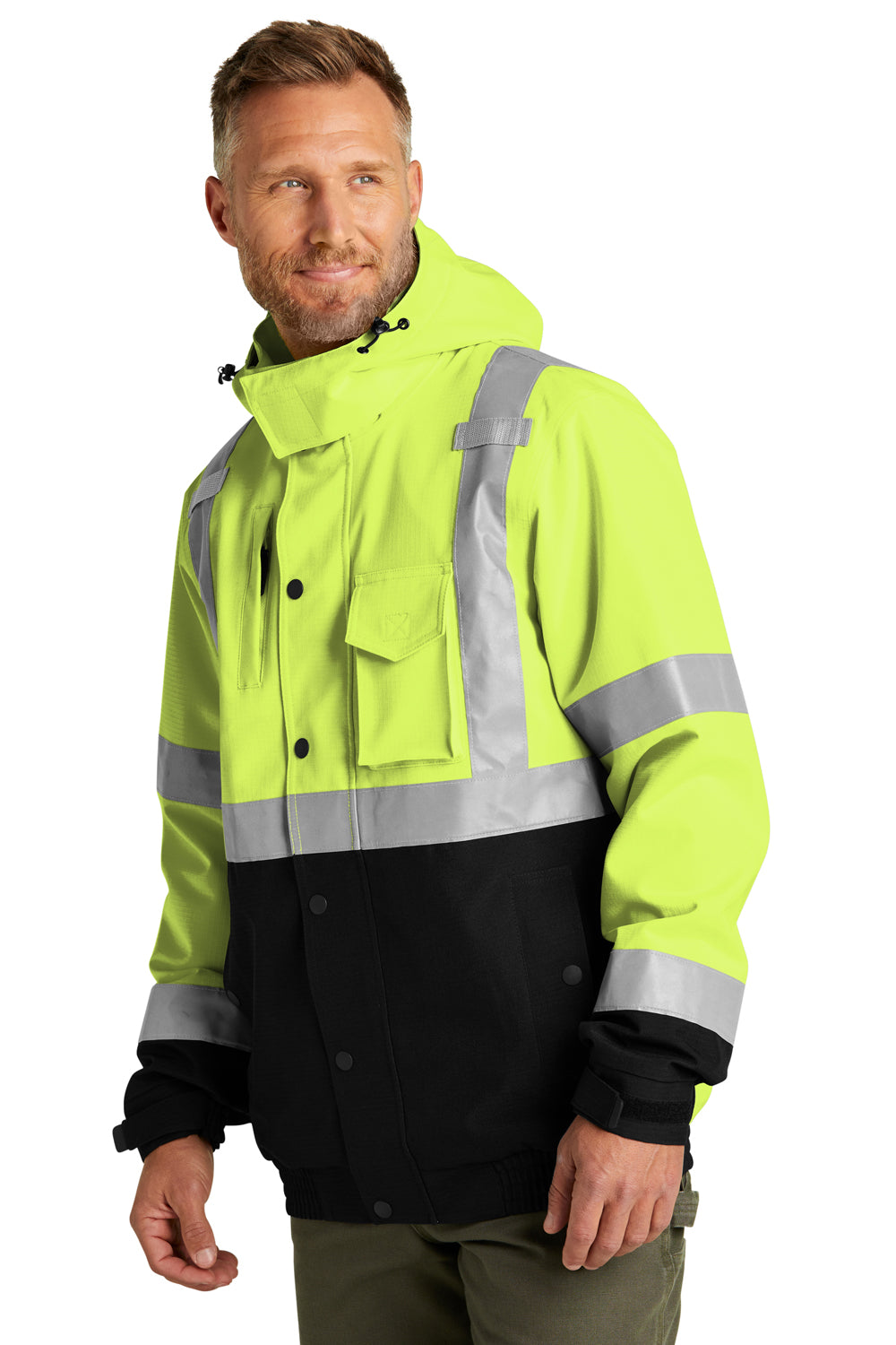 CornerStone CSJ501 Enhanced Visibility Insulated Ripstop Full Zip Hooded Jacket Safety Yellow 3Q