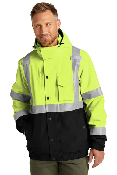 CornerStone CSJ501 Enhanced Visibility Insulated Ripstop Full Zip Hooded Jacket Safety Yellow Front