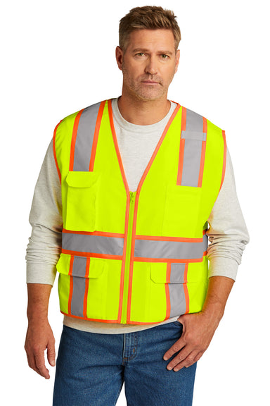 CornerStone CSV105 Mens ANSI 107 Class 2 Surveyor Zipper Vest w/ Pocket Safety Yellow Front