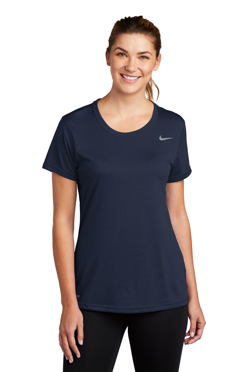 Nike Womens Legend Short Sleeve Crewneck T-Shirt College Navy Blue Front