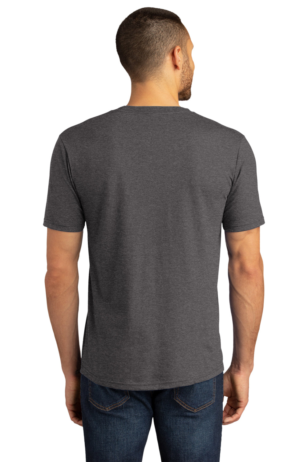 District Mens Perfect DTG Short Sleeve Crewneck T-Shirt Heather Charcoal Grey Side