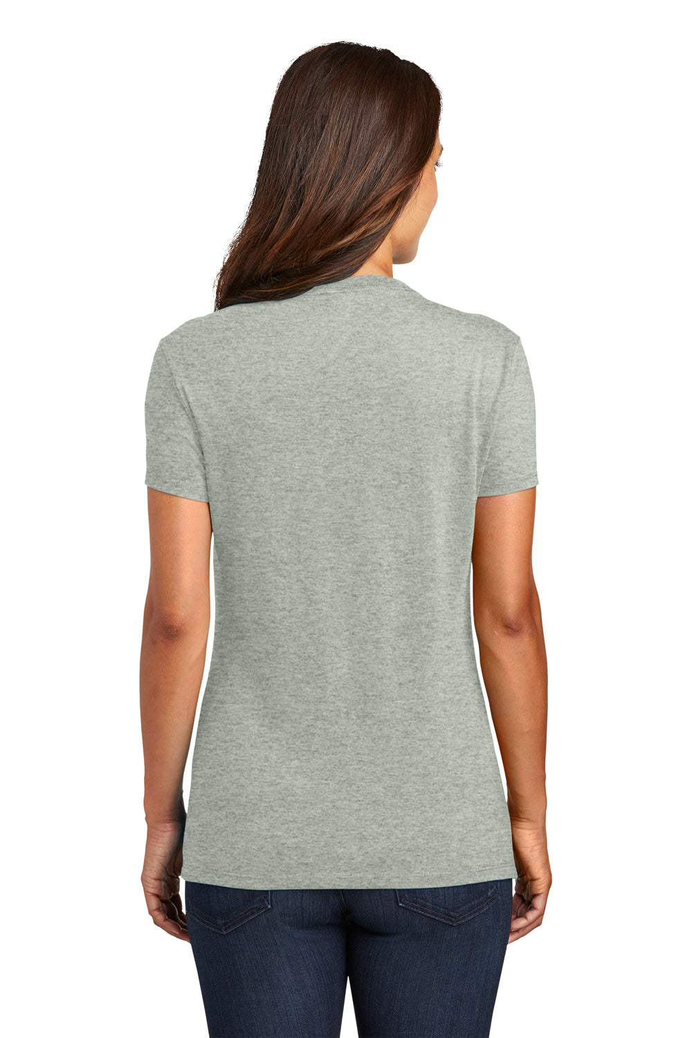 District DM130L Womens Perfect Tri Short Sleeve Crewneck T-Shirt Heather Grey Back