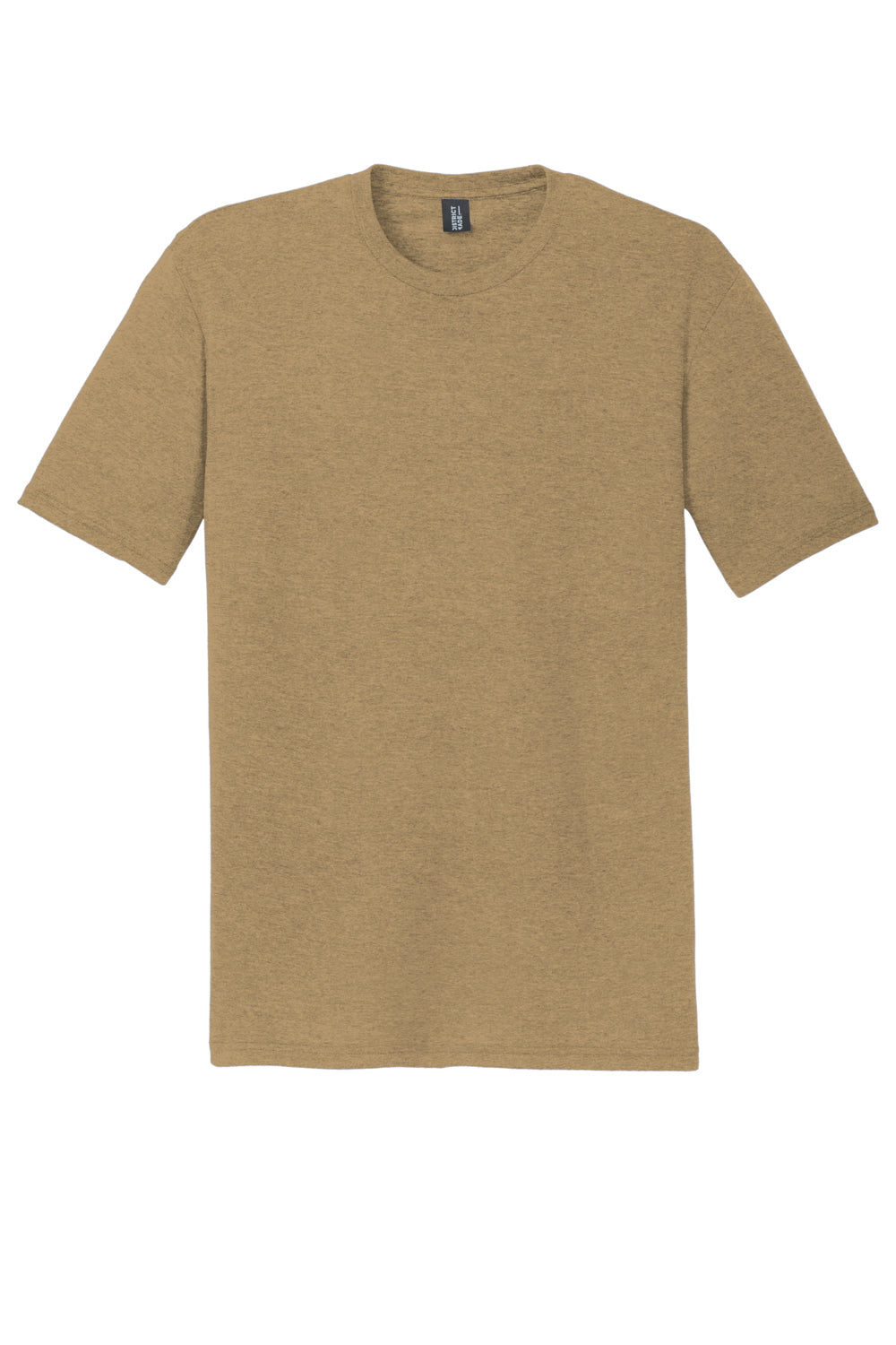 District DM130 Mens Perfect Tri Short Sleeve Crewneck T-Shirt Heather Coyote Brown Flat Front