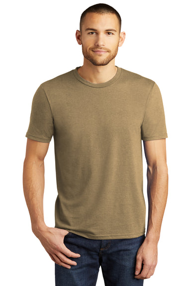 District DM130 Mens Perfect Tri Short Sleeve Crewneck T-Shirt Heather Coyote Brown Front