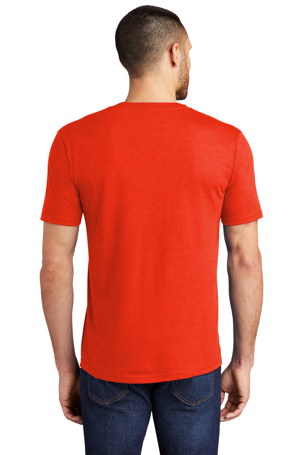 District DM130 Mens Perfect Tri Short Sleeve Crewneck T-Shirt Heather Deep Orange Back