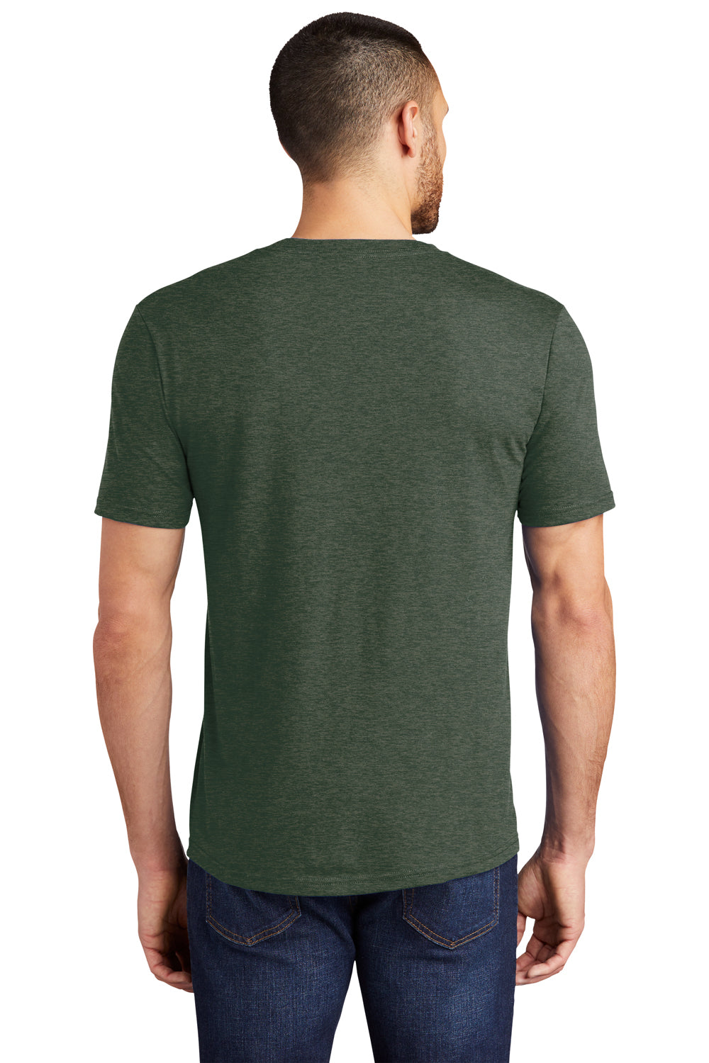 District Mens Perfect Tri Short Sleeve Crewneck T-Shirt Heather Forest Green Back