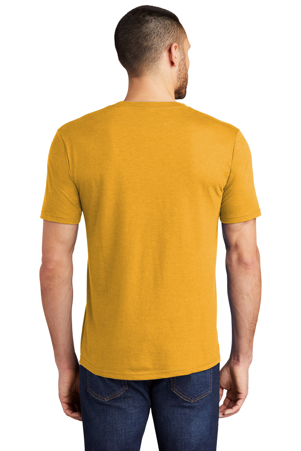 District DM130 Mens Perfect Tri Short Sleeve Crewneck T-Shirt Heather Ochre Yellow Back
