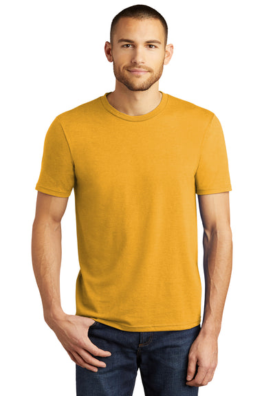 District DM130 Mens Perfect Tri Short Sleeve Crewneck T-Shirt Heather Ochre Yellow Front