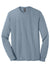 District DM132 Mens Perfect Tri Long Sleeve Crewneck T-Shirt Heather Flint Blue Flat Front