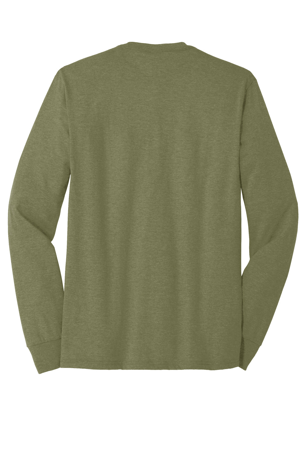 District DM132 Mens Perfect Tri Long Sleeve Crewneck T-Shirt Military Green Frost Flat Back