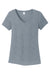 District DM1350L Womens Perfect Tri Short Sleeve V-Neck T-Shirt Heather Flint Blue Flat Front