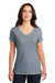 District DM1350L Womens Perfect Tri Short Sleeve V-Neck T-Shirt Heather Flint Blue Front