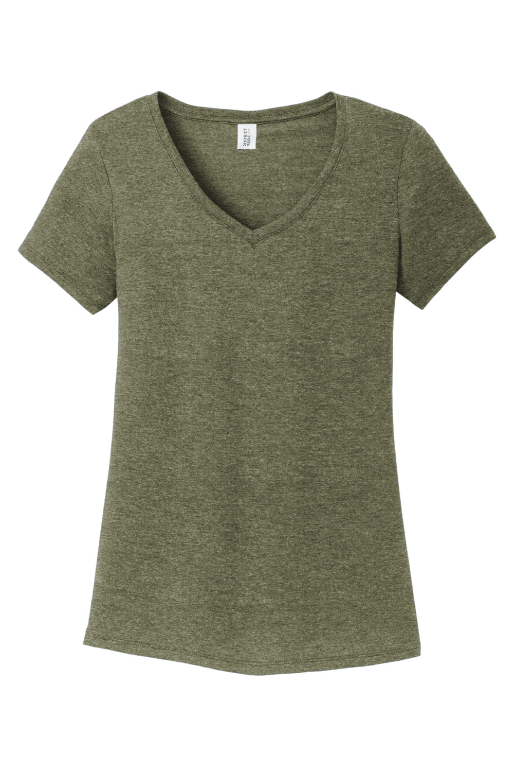 District DM1350L Womens Perfect Tri Short Sleeve V-Neck T-Shirt Military Green Frost Flat Front