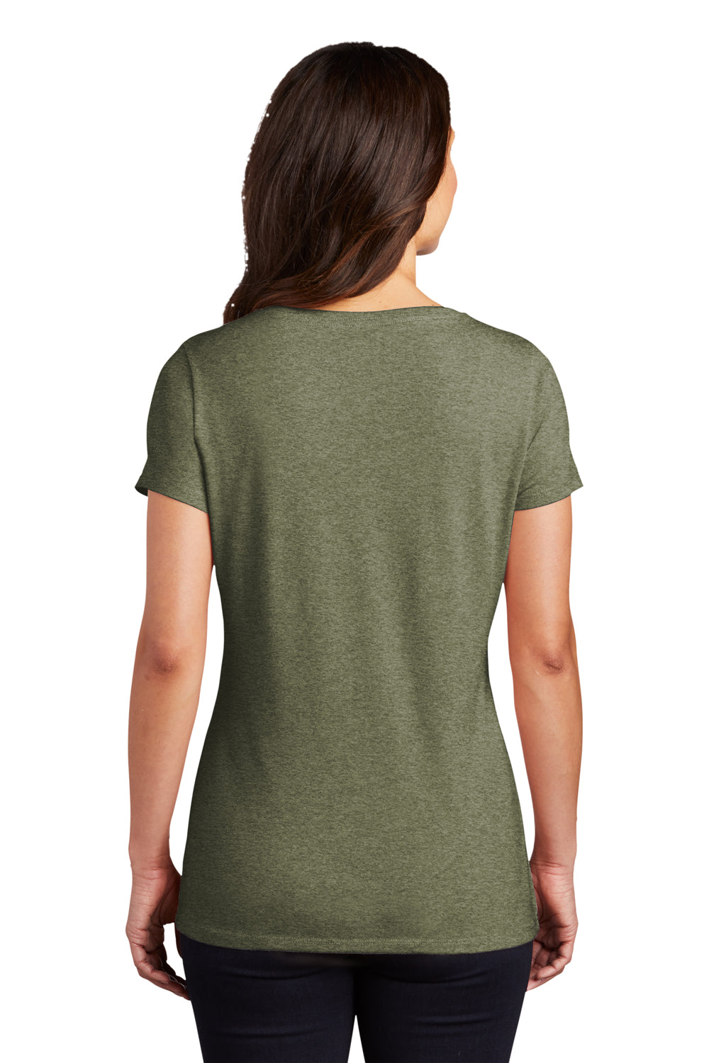 District DM1350L Womens Perfect Tri Short Sleeve V-Neck T-Shirt Military Green Frost Back