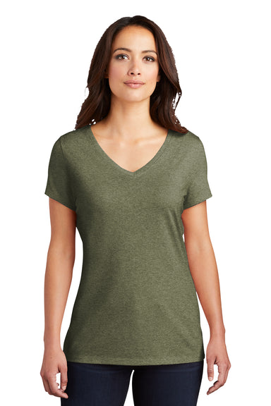 District DM1350L Womens Perfect Tri Short Sleeve V-Neck T-Shirt Military Green Frost Front