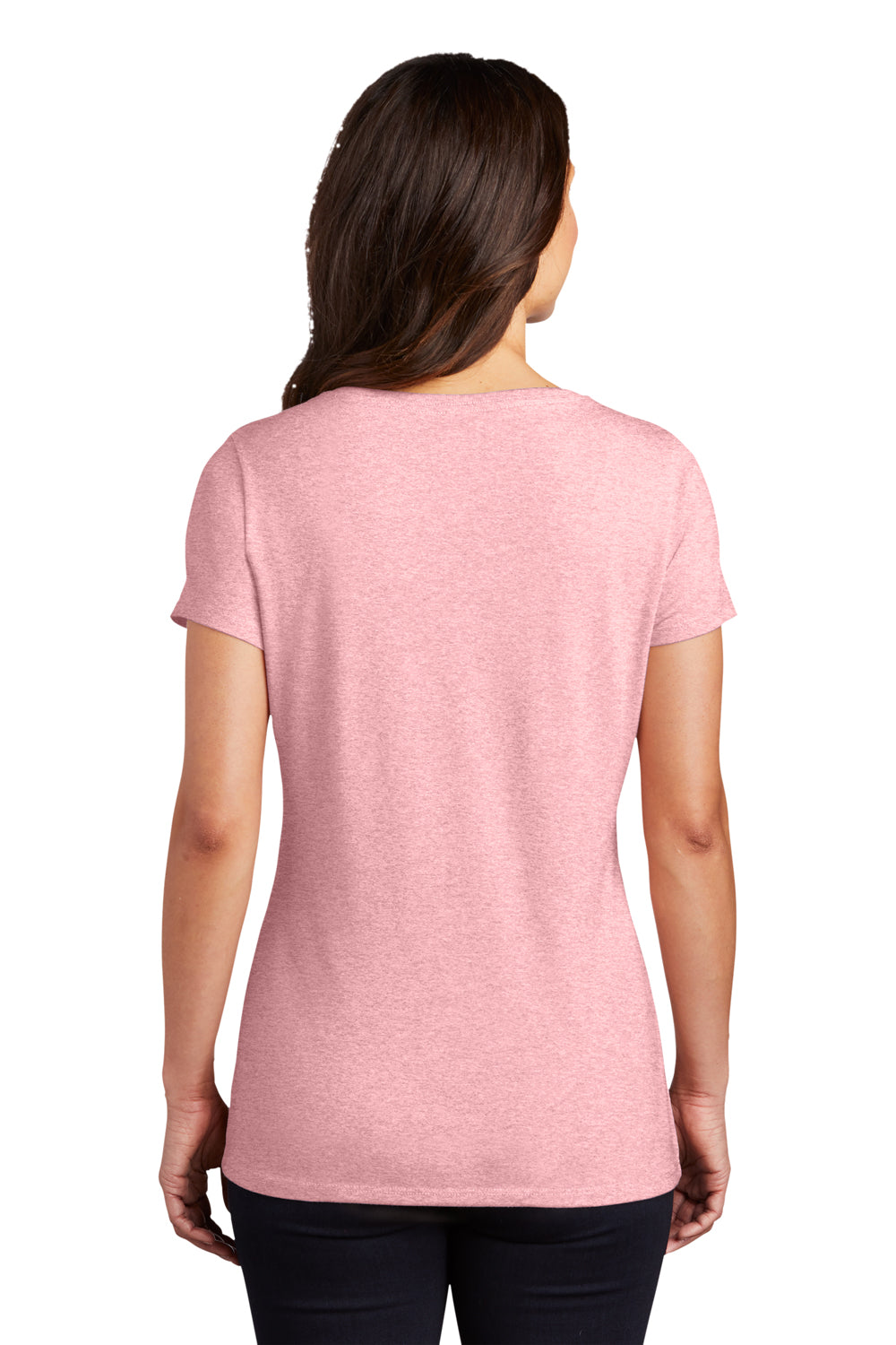 District DM1350L Womens Perfect Tri Short Sleeve V-Neck T-Shirt Heather Wisteria Pink Back