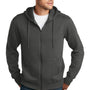 District Mens Perfect Weight Fleece Full Zip Hooded Sweatshirt Hoodie - Charcoal Grey