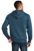 District Mens Perfect Weight Fleece Full Zip Hooded Sweatshirt Hoodie Heather Poseidon Blue Side