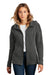 District Womens Perfect Weight Fleece Full Zip Hooded Sweatshirt Hoodie Charcoal Grey Front