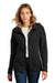 District Womens Perfect Weight Fleece Full Zip Hooded Sweatshirt Hoodie Jet Black Front
