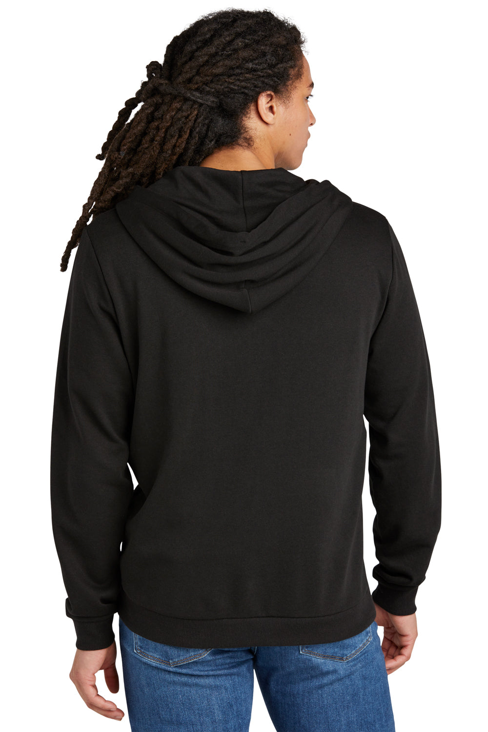 District DT1302 Mens Perfect Tri Fleece Full Zip Hooded Sweatshirt Hoodie Black Back