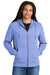 District DT1302 Mens Perfect Tri Fleece Full Zip Hooded Sweatshirt Hoodie Royal Blue Frost Front