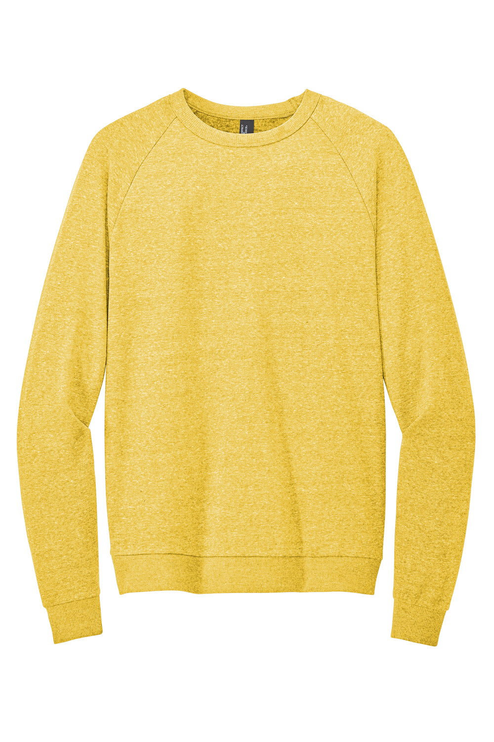 District DT1304 Mens Perfect Tri Fleece Crewneck Sweatshirt Heather Ochre Yellow Flat Front
