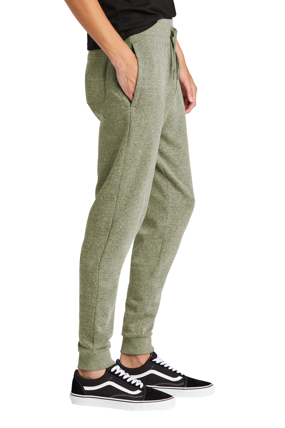 District DT1307 Mens Perfect Tri Fleece Jogger Sweatpants w/ Pockets Military Green Frost Side
